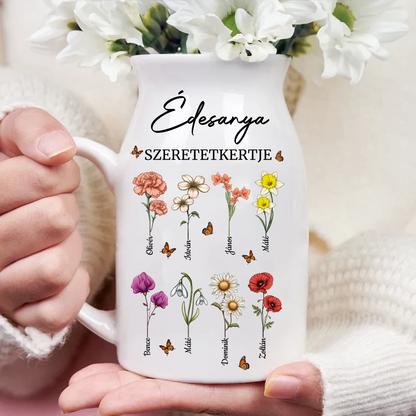 Személyre Szabott Kerámia “Szeretetkert” Váza - Anyák Napja Emlékére